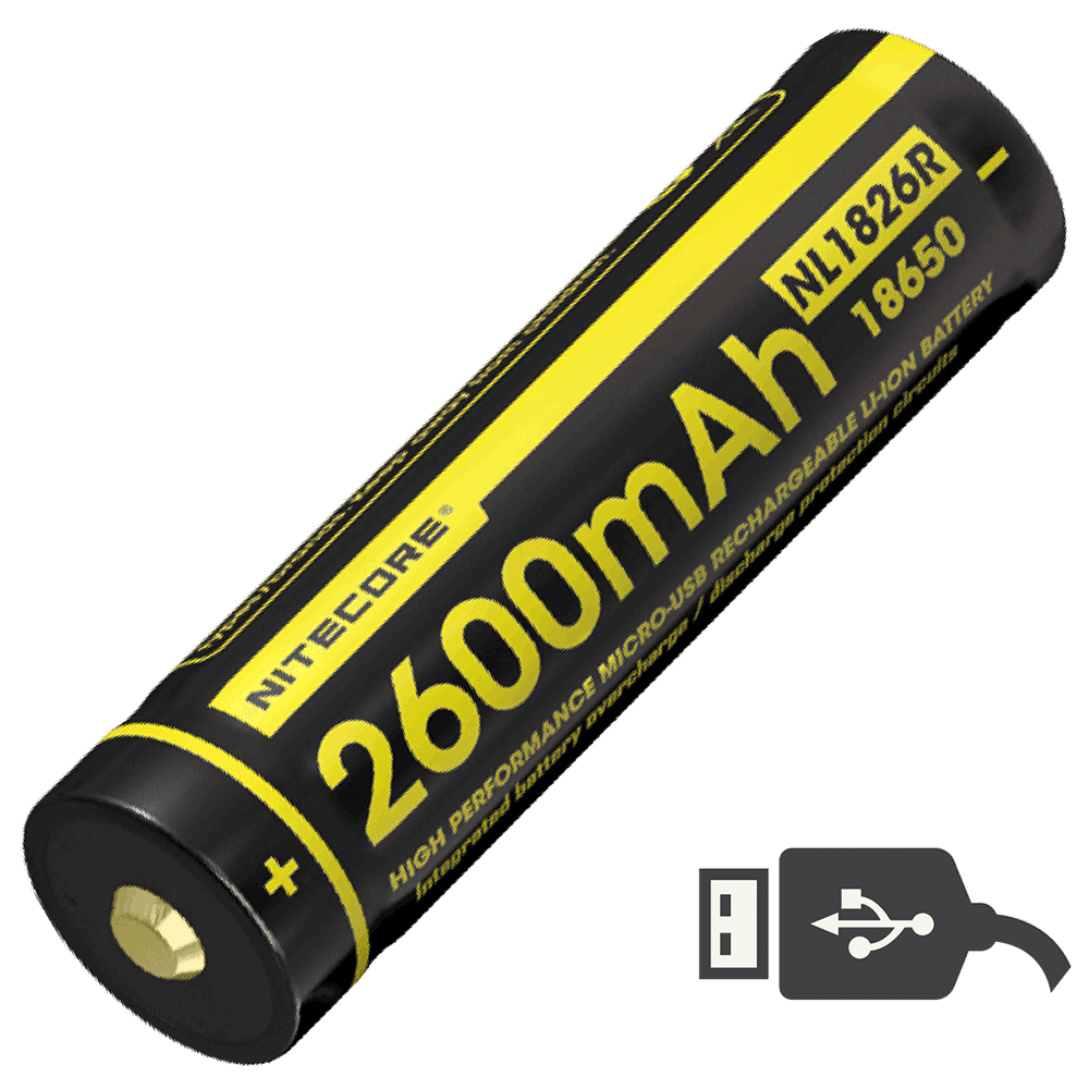 Аккумулятор литиевый Li-Ion Nitecore NL1826R (2600mAh, USB), защищенный