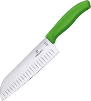 Нож бытовой, кухонный Victorinox Swissclassic Santoku (лезвие: 170мм), зеленый 6.8526.17L4B