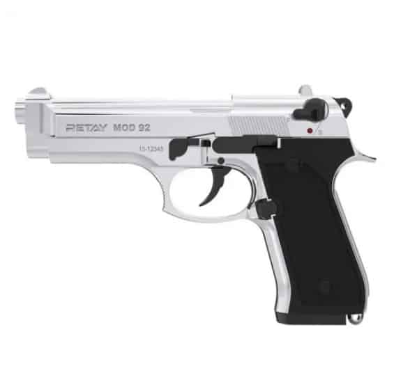 Пистолет сигнальный стартовый Retay Beretta 92FS Mod.92 (9мм 15 зарядов) никель