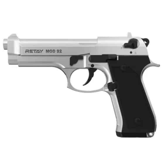 Пистолет сигнальный стартовый Retay Beretta 92FS Mod.92 (9мм 15 зарядов) титан