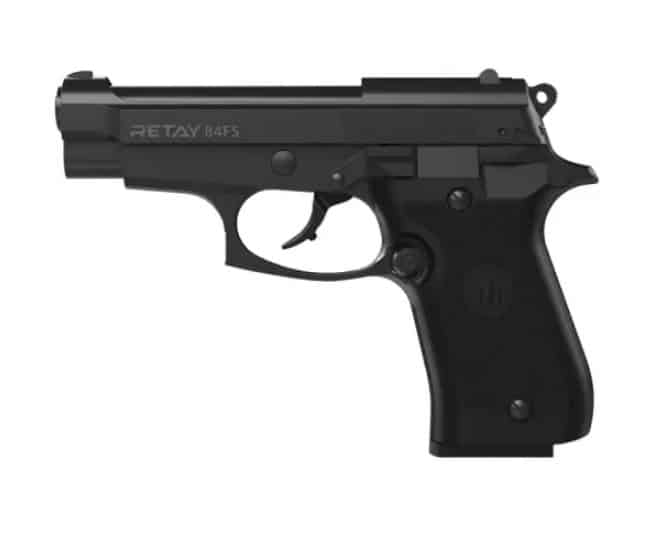 Пистолет сигнальный, стартовый Retay Beretta M 84FS Cheetah (9мм, 9 зарядов), черный Пистолет сигнальный, стартовый Retay Beretta M 84FS Cheetah (9мм, 9 зарядов), черный