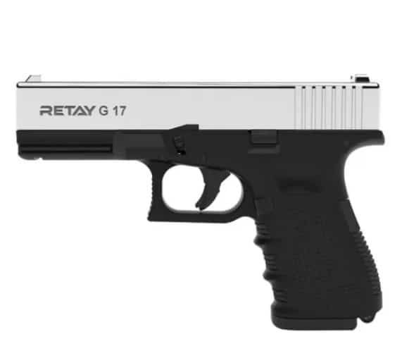 Пистолет сигнальный стартовый Retay Glock G 17 (9мм 14 зарядов) никель
