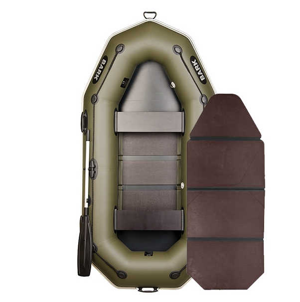 Лодка Bark В-260Р двухместная гребная, привальный брус, 4 ручки, стационарные сиденья, слань-книжка, комплект Лодка Bark В-260Р двухместная гребная привальный брус 4 ручки стационарные сиденья слань-книжка комплект