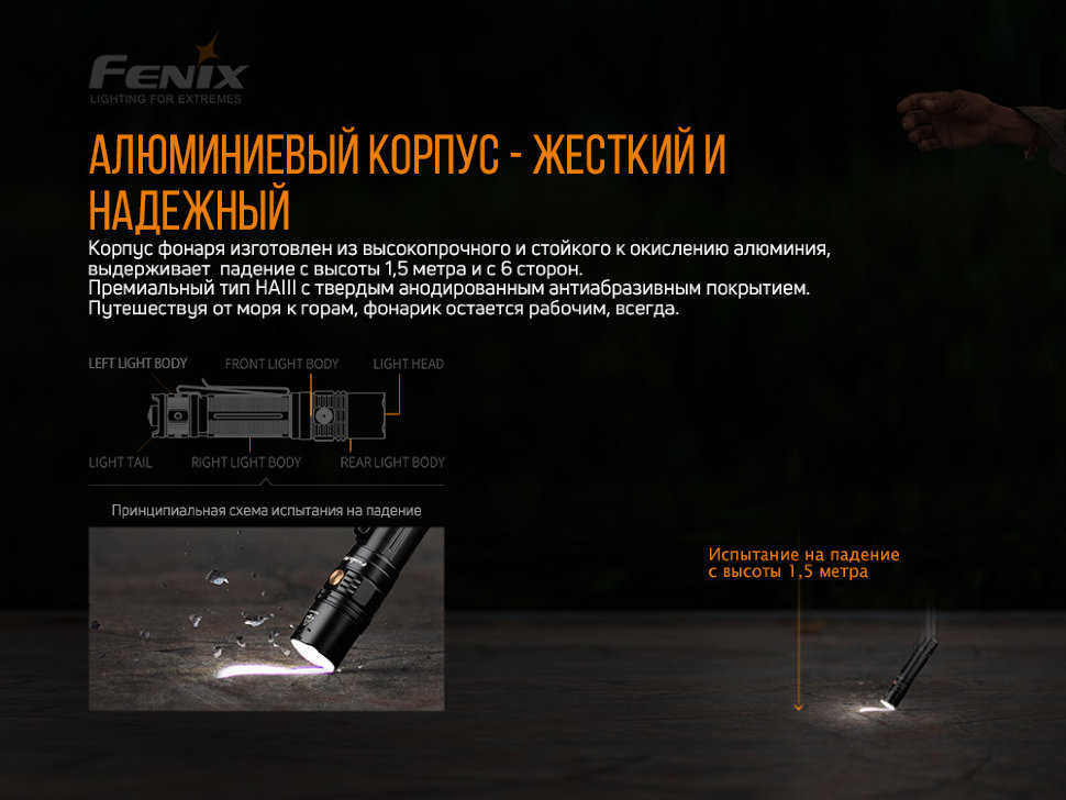 Фонарь ручной Fenix PD36R+фонарь ручной Fenix E01 V2.0 в подарок8