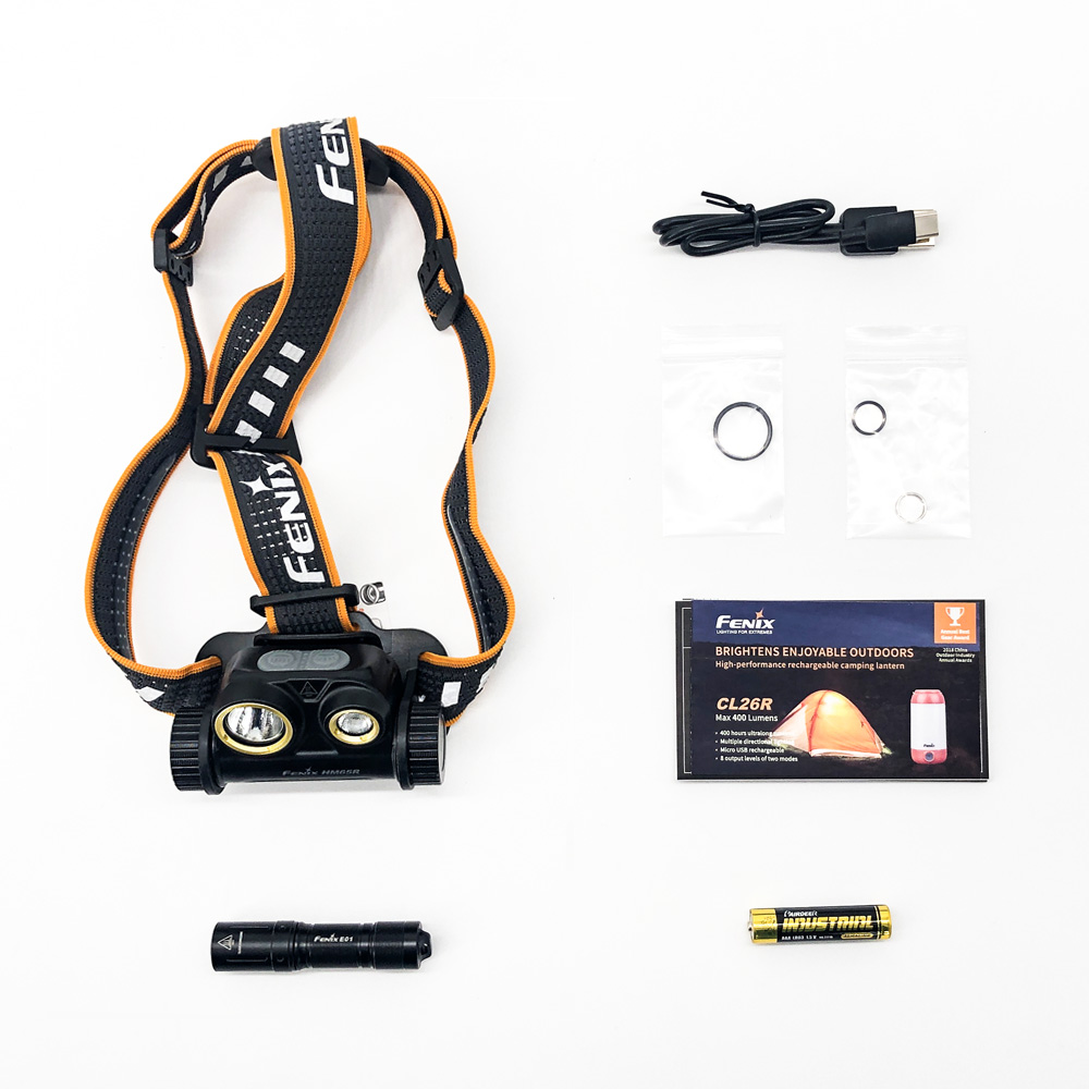 Налобный фонарь Fenix HM65R+фонарь ручной Fenix E01 V2.0 в подарок1