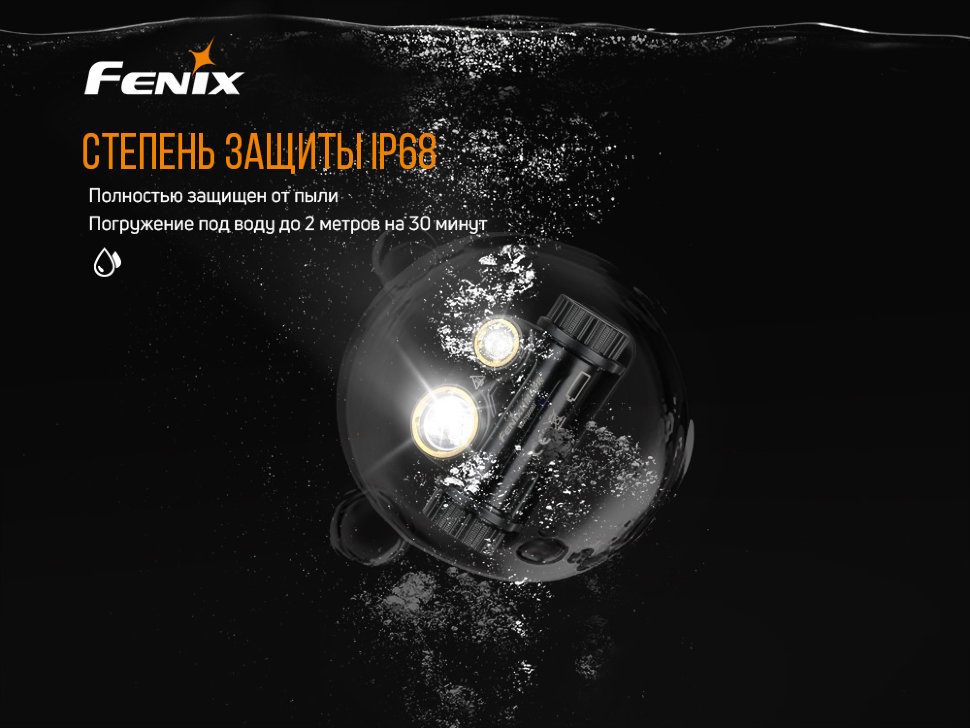 Налобный фонарь Fenix HM65R+фонарь ручной Fenix E01 V2.0 в подарок10
