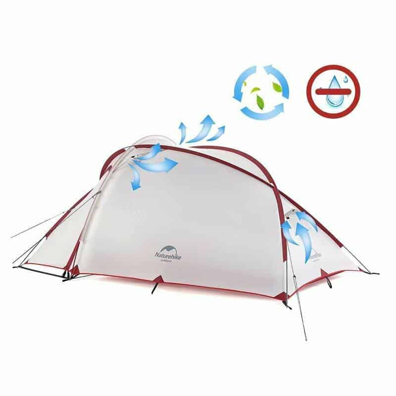 Палатка сверхлегкая четырехместная с футпринтом Naturehike Hiby NH19ZP005 40D серо-красный3