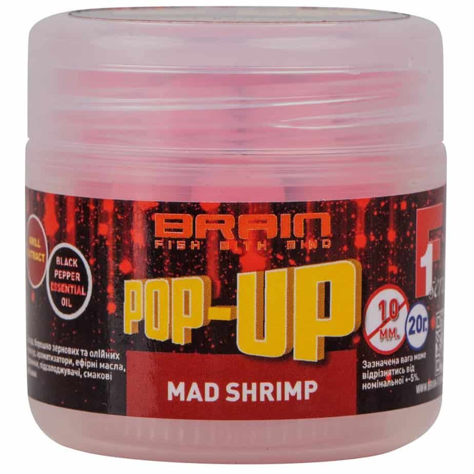 Бойлы Brain Pop-Up F1 Mad Shrimp (креветка-специи) 10mm 20g Бойлы Brain Pop-Up F1 Mad Shrimp (креветка/специи) 10mm 20g
