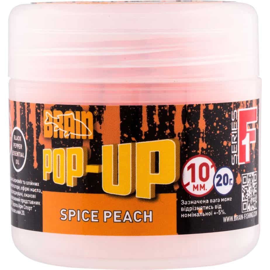 Бойлы Brain Pop-Up F1 Spice Peach (персик-специи) 10mm 20g Бойлы Brain Pop-Up F1 Spice Peach (персик/специи) 10mm 20g