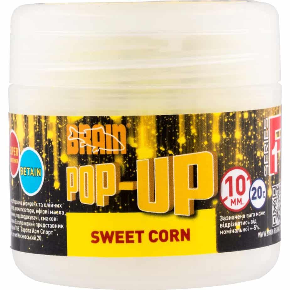Бойлы Brain Pop-Up F1 Sweet Corn (Кукуруза) 10mm 20g Бойлы Brain Pop-Up F1 Sweet Corn (Кукуруза) 10mm 20g