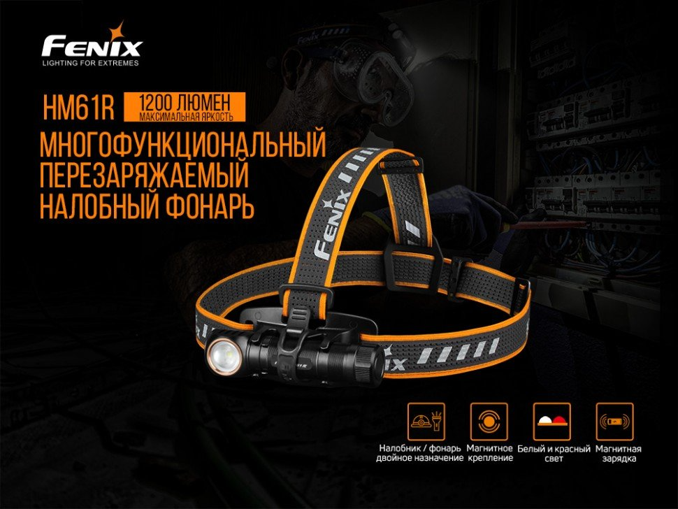 Фонарь налобный Fenix HM61R + Складной нож Ruike S22 Коричневый-5