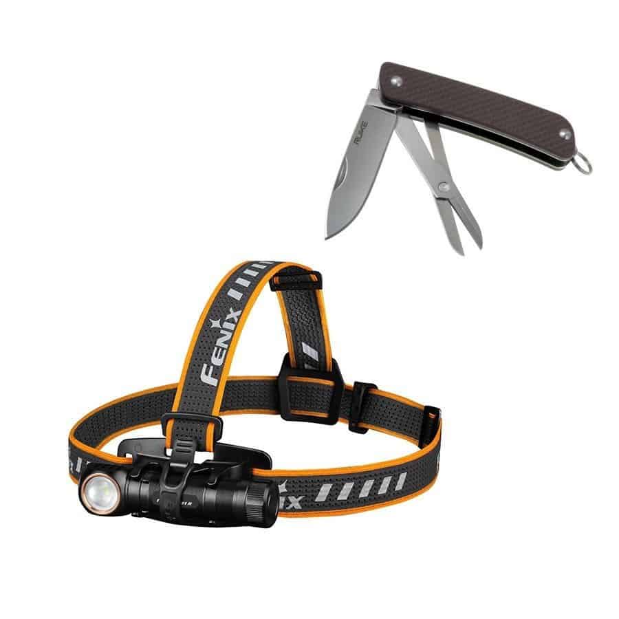 Фонарь налобный Fenix HM61R + Складной нож Ruike S22 Коричневый Фонарь налобный Fenix HM61R + Складной нож Ruike S22 Коричневый