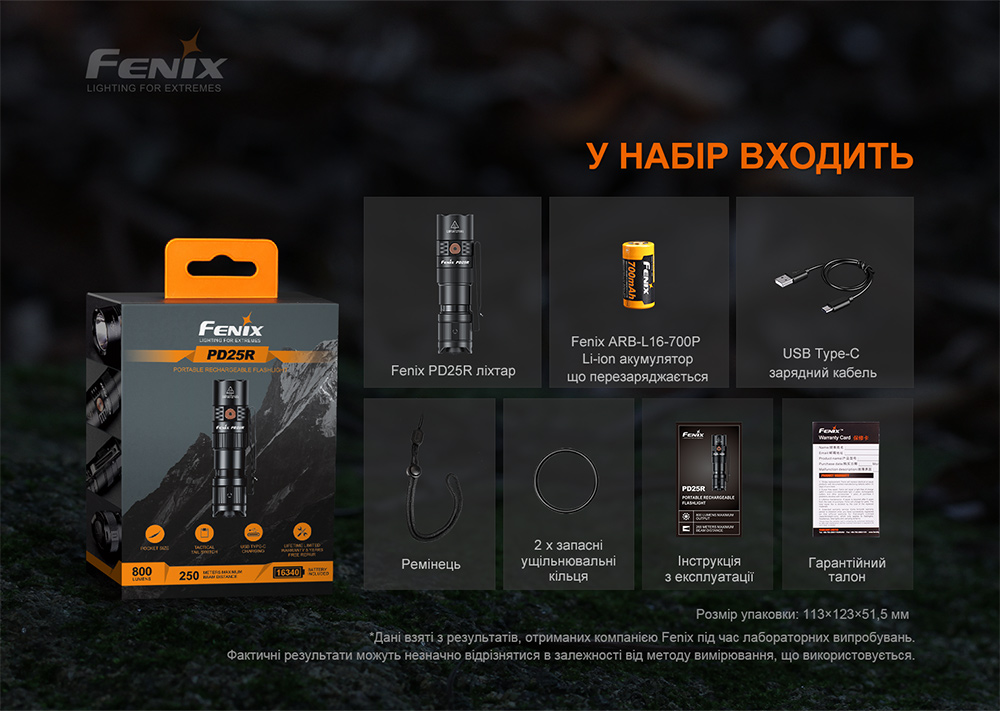 Фонарь ручной Fenix PD25R-16