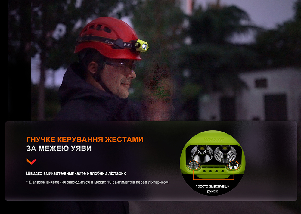 Фонарь налобный Fenix WH23R с бесконтактным датчиком-7