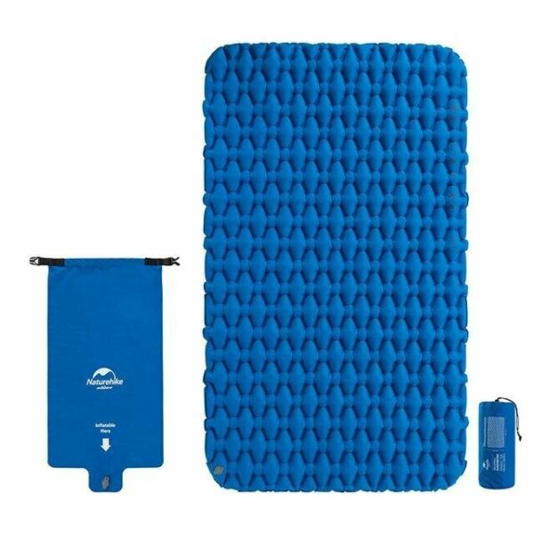 Коврик надувной двухместный с надувным мешком Naturehike FC-11 NH19Z055-P 65мм голубой