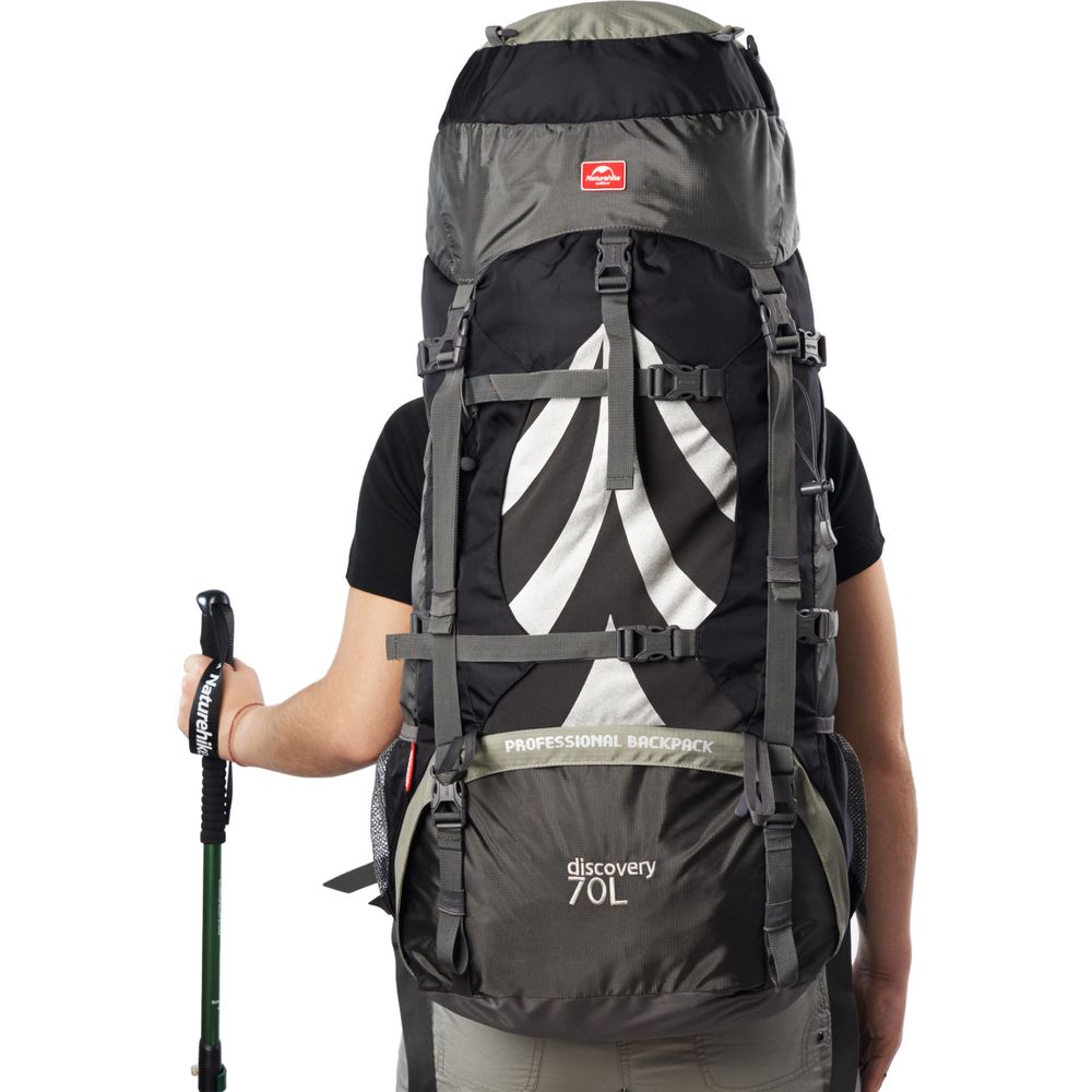 Рюкзак туристический Naturehike NH70B070-B 70 л+5 л черно-серый-11