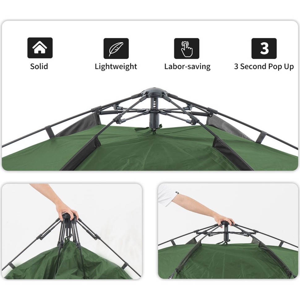 Палатка четырехместная автоматическая Naturehike NH21ZP008, темно-зеленая-4