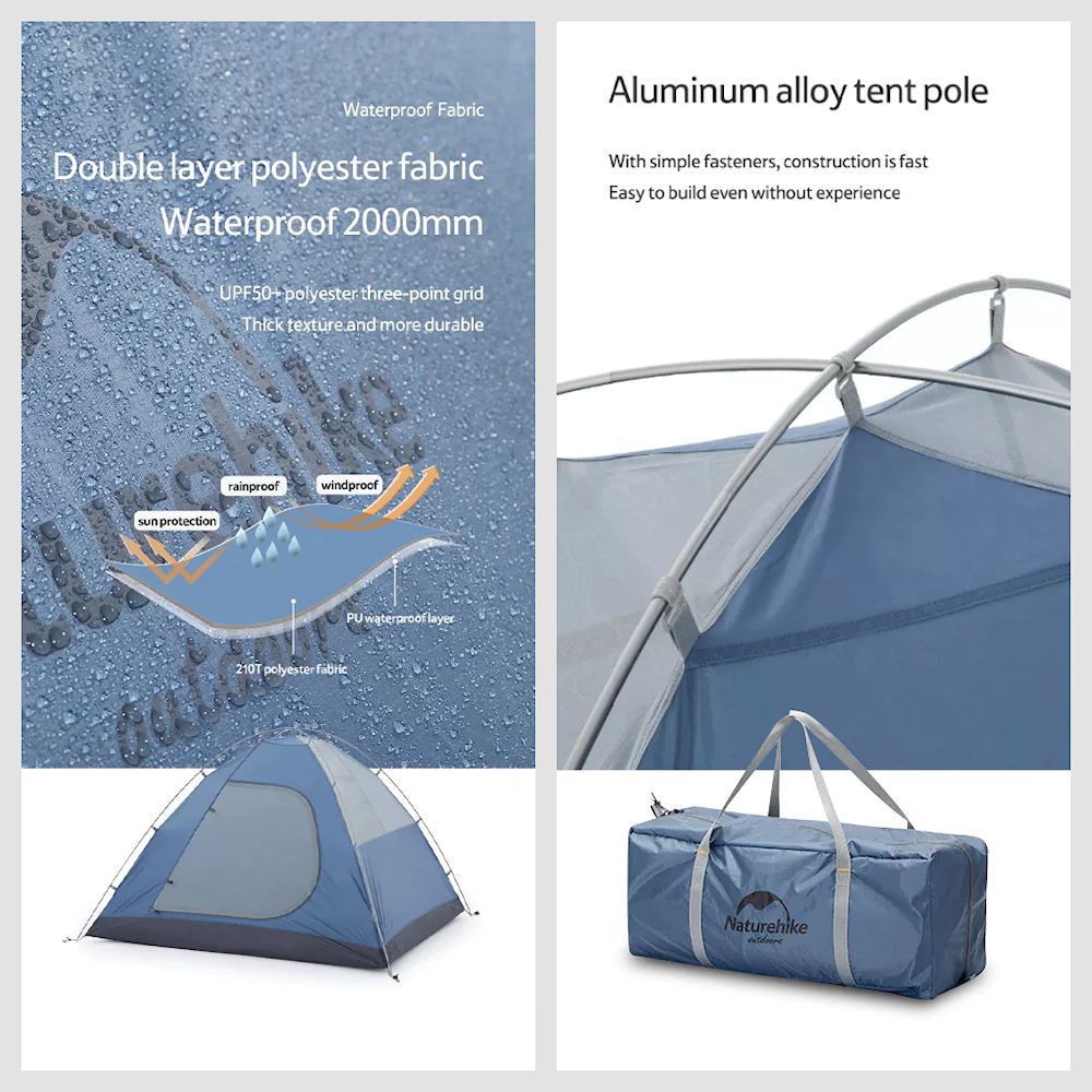 Палатка четырехместная Naturehike NH21ZP015, темно-зеленая-2