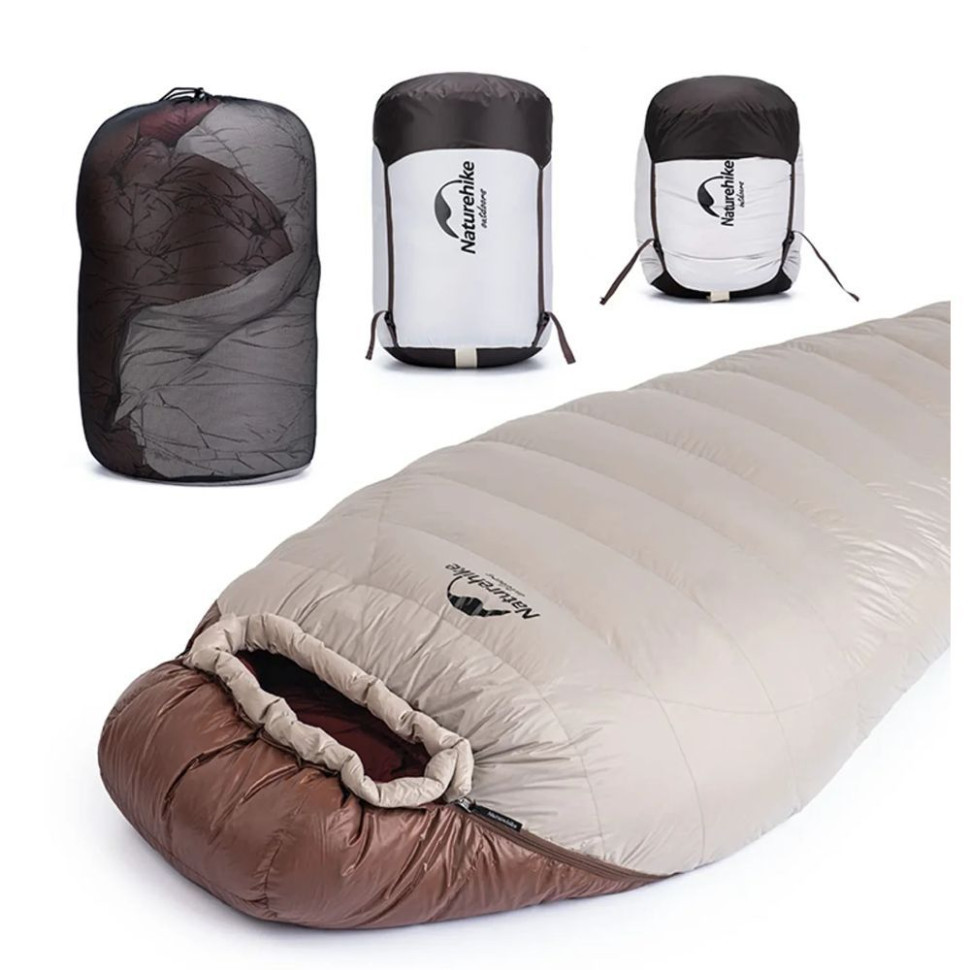Спальник с натуральным пухом Naturehike Snowbird NH20YD001, р-р L, коричневый-5