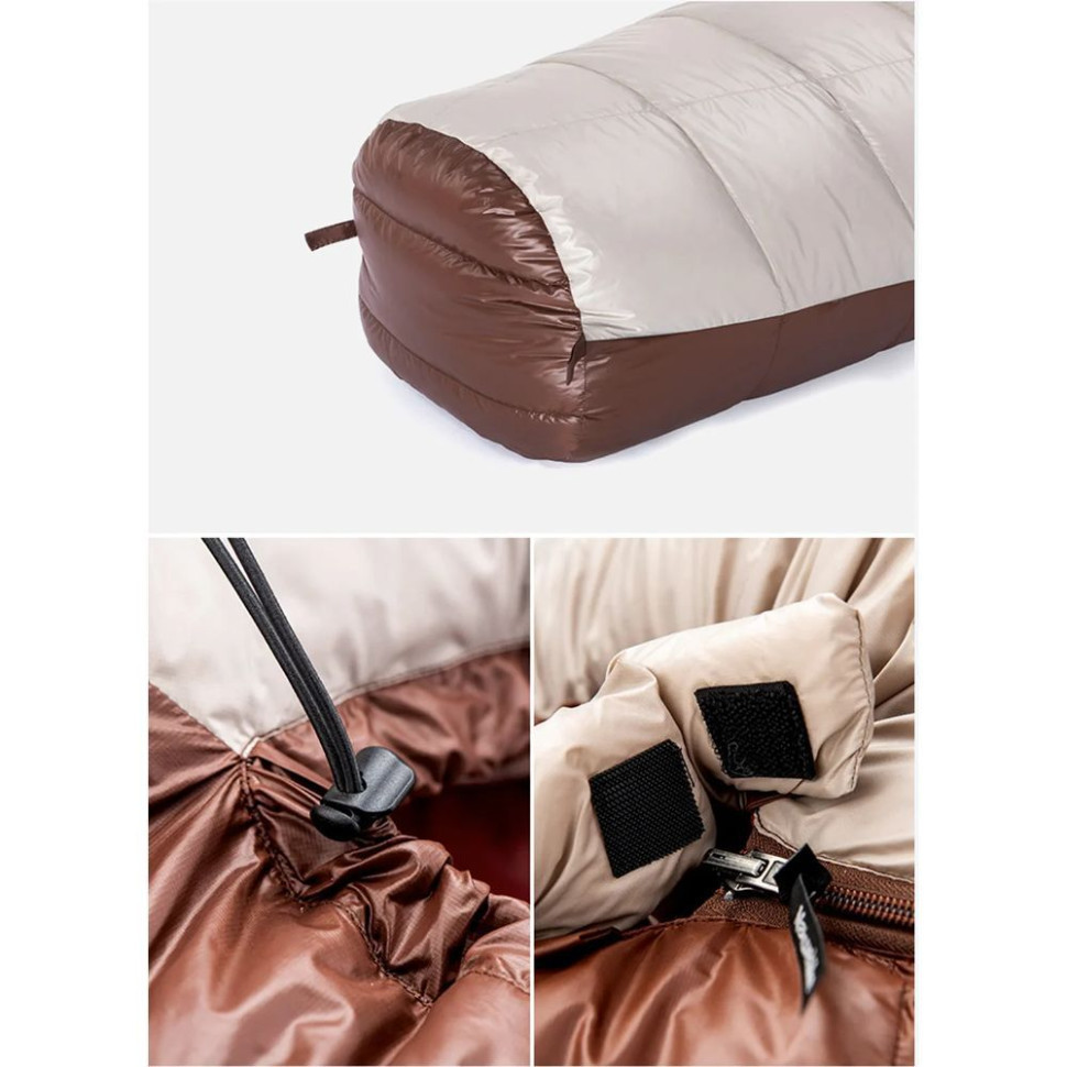 Спальник с натуральным пухом Naturehike Snowbird NH20YD001, р-р L, коричневый-6