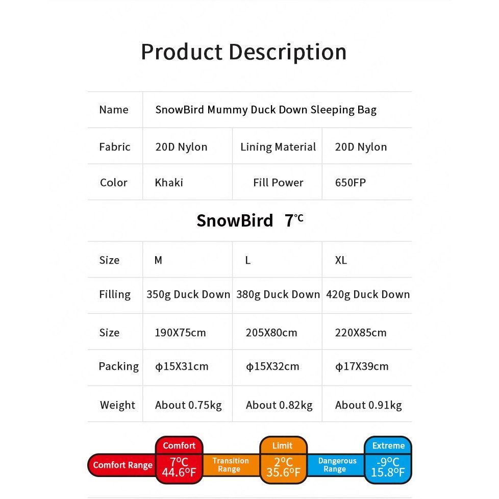 Спальник с натуральным пухом Naturehike Snowbird NH20YD001, р-р L, коричневый-7