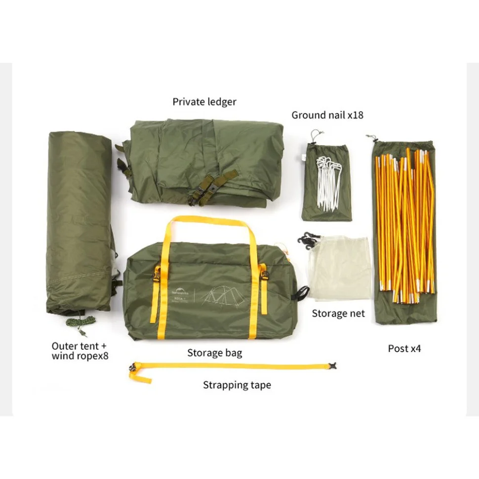 Палатка четырехместная Naturehike KOTA 4 CNK2450WS041, темно-зеленая-2