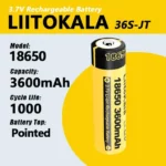 Аккумулятор 18650, LiitoKala 36S-JT, 3600mAh
