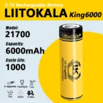 Аккумулятор 21700, LiitoKala King6000, 6000mAh