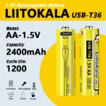 Аккумулятор AA, LiitoKala USB-T36 1.5V, 2400mAh